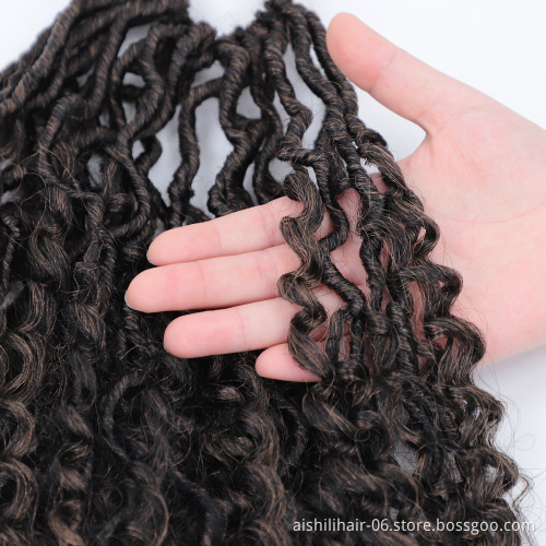 river locs corchet extension hair faux locs synhtetic hair curly ends ombre color twist braids